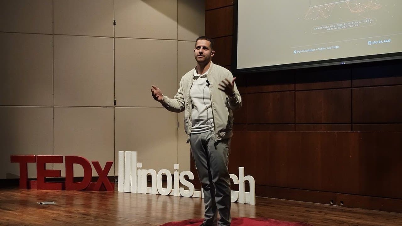 Dr. Thaer Ahmad speaking at TEDx Illinois Tech