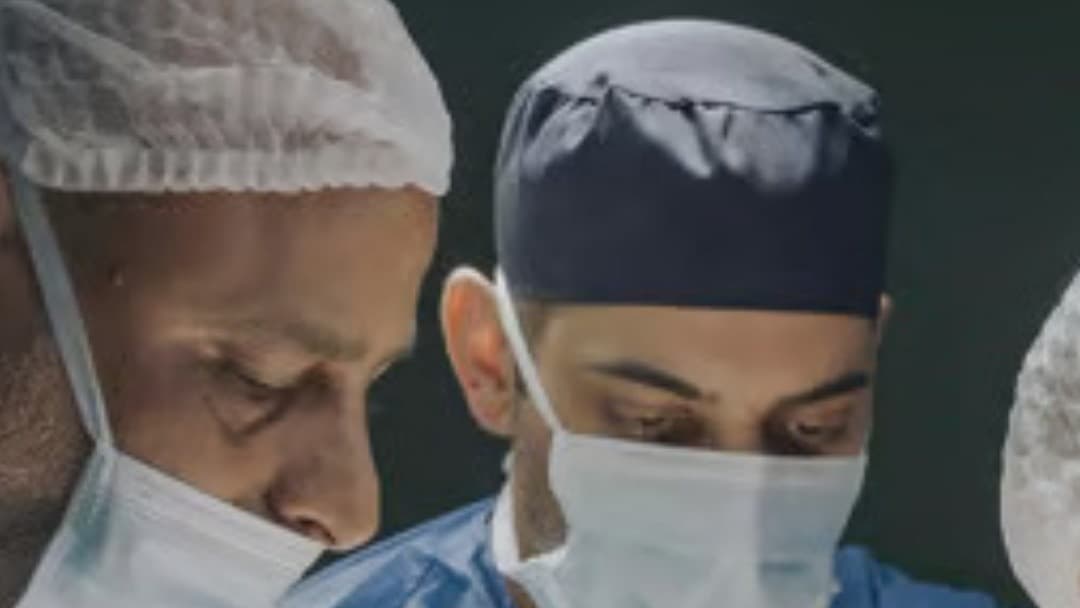 Surgeons operating in a Gaza hospital